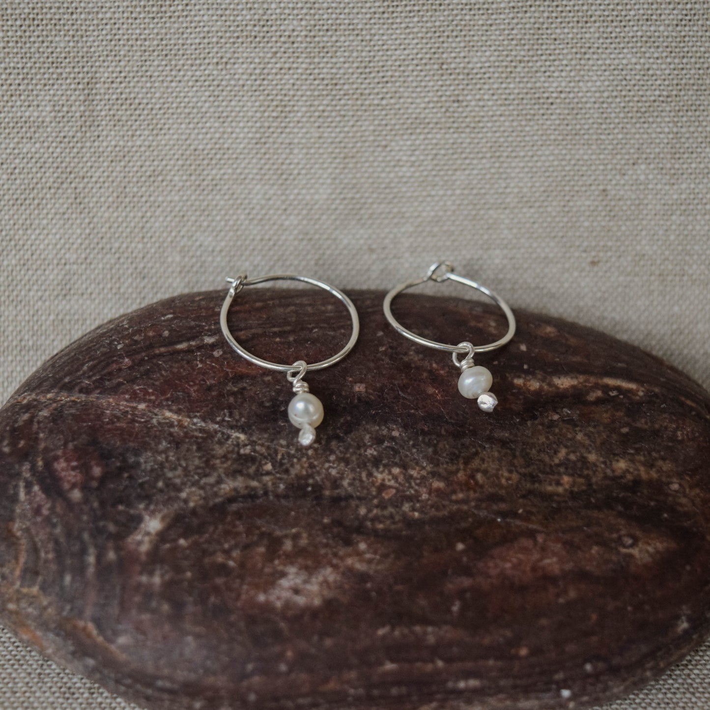 Pearl Drop Hoops