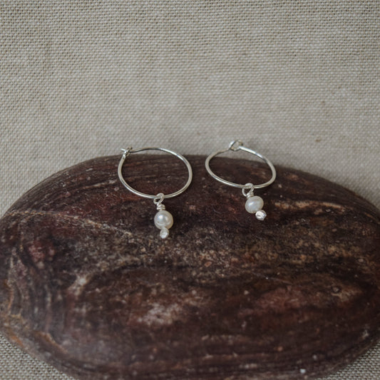 Pearl Drop Hoops